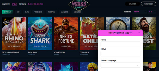 Neon Vegas Kundendienst
