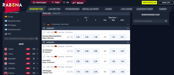 Rabona Sportwetten