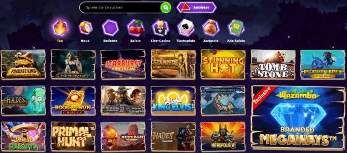 Wazamba Casino Spieleangebot