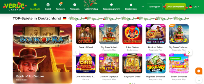 Spielangebot bei Verde Casino