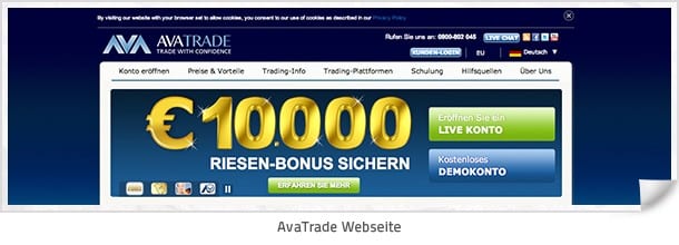 AvaTrade Webseite 