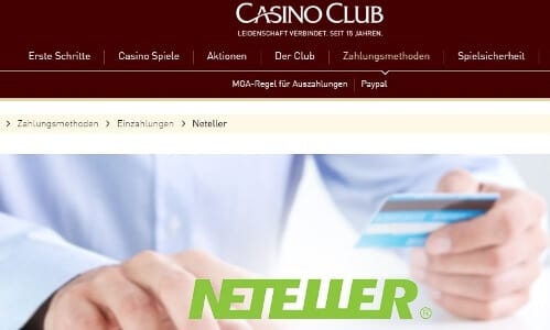 Im CasinoClub mit Neteller bezahlen