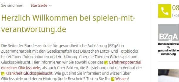 Spielsucht-Prävention durch die BZgA
