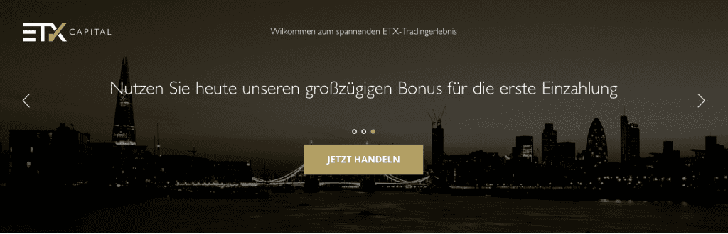 So sieht die Webpräsenz des Brokers ETX Capital aus