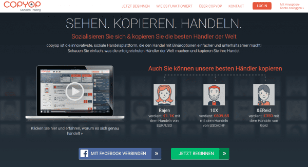 Social Trading bei Copyop auf einen Blick