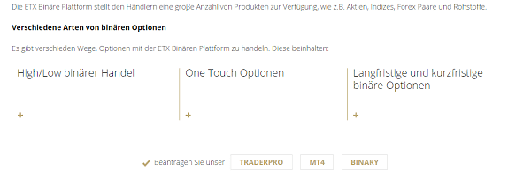 ETX Capital Binäre Optionen