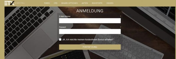 Anmeldung zur Plattform