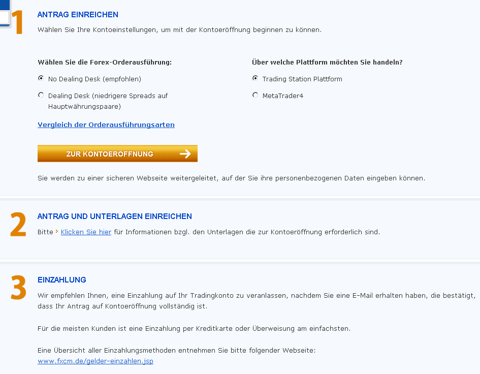 FXCM-Anmeldung