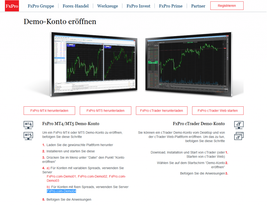 Auf der Website des Anbieters ist eine Anleitung für die Kontoeröffnung verzeichnet