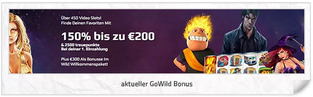 GoWild Willkommenspaket mit 150% auf die erste Einzahlung