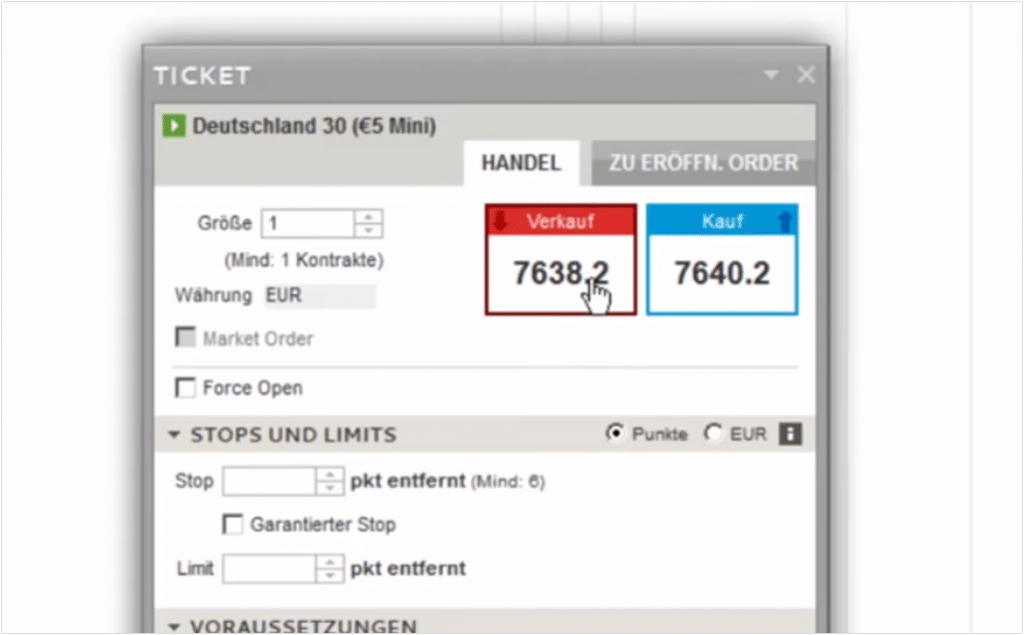 Ein gut erkennbarer Spread von 2,00 Pips