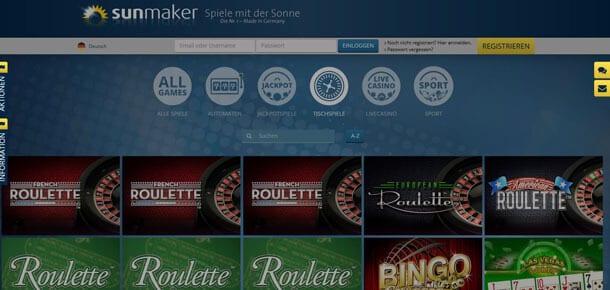 Sunmaker Online Roulette lukrativ