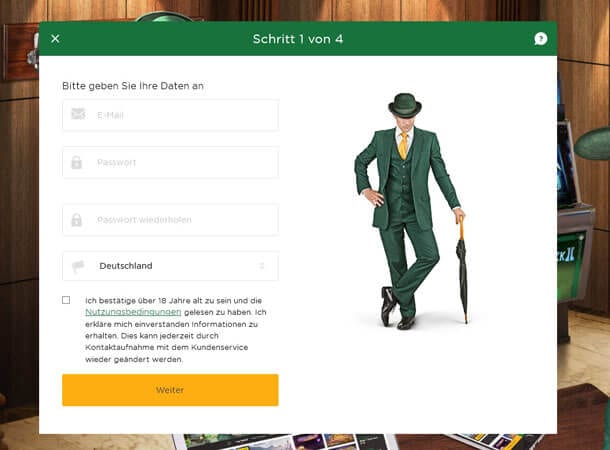 Die 4 Schritte zum Mr Green Spielvergnügen