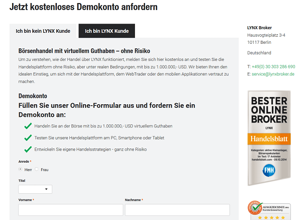 Das Demokonto von Lynx