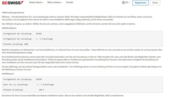 Kein PayPal bei BDSwiss.