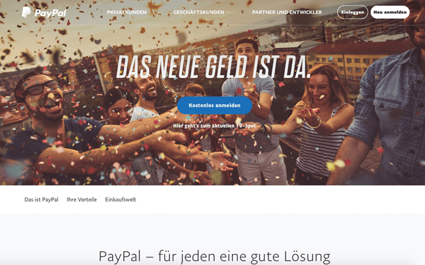 PayPal Startseite
