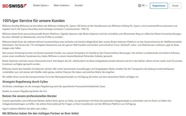 Kein Netz & doppelter Boden bei BDSwiss.