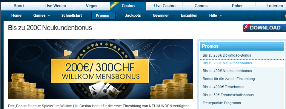 William Hill Bonus ohne Einzahlung – derzeit nicht verfügbar