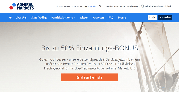 Sie Webseite des Brokers Admiral Markets