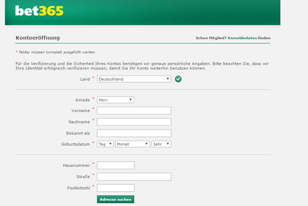 bet365 Registrierung