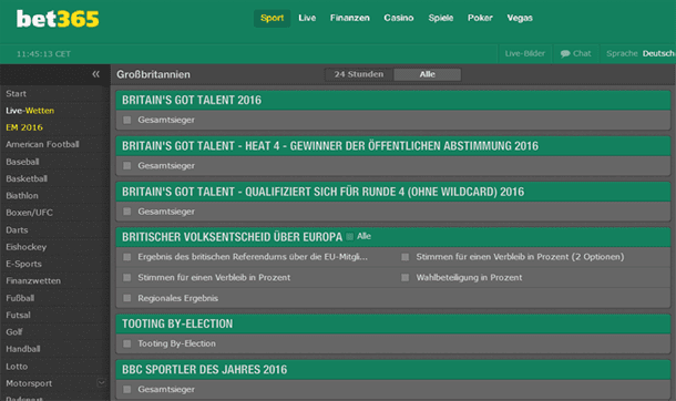 bet365 Spezialwette Großbritannien