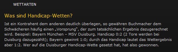bwin Handicap Wette