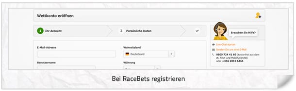 Racebett Anmeldung