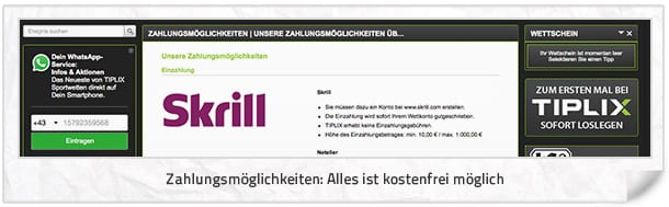 Tiplix Einzahlung und Auszahlung