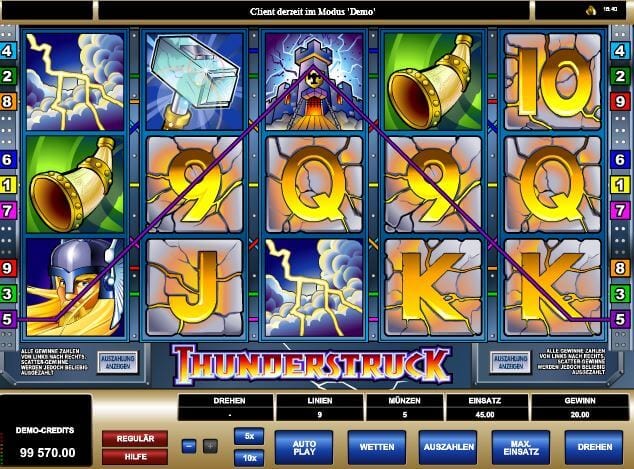 Spielgeld-Option für Thunderstruck bei mrgamez.net